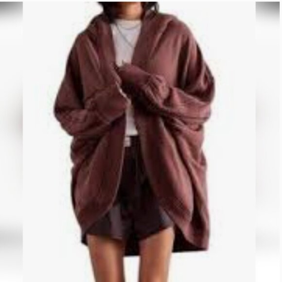 Free People NWT Forever Yours Jacket Pullover Cardigan Oversized Brown size M - Picture 1 of 6